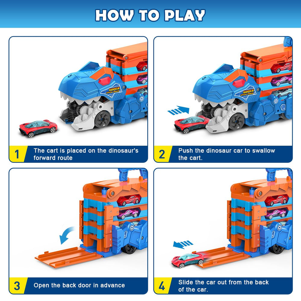 VATOS dino-truck drawer design attracts kids with interactive folding.