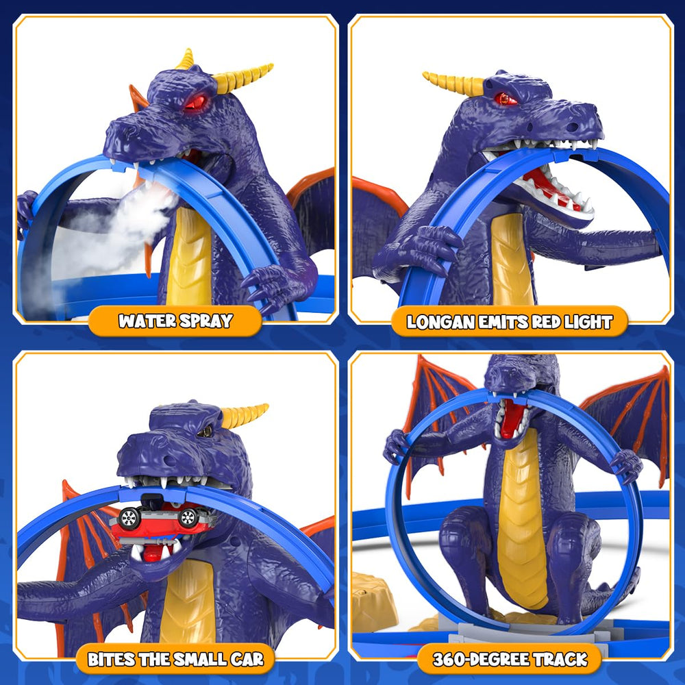 VATOS Dragon Slot Track Set kinetic accelerator powers fast, battery-free racing.