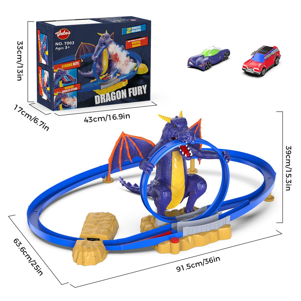 VATOS Dragon Slot Track Set red-glowing eyes enhance the fantasy look.