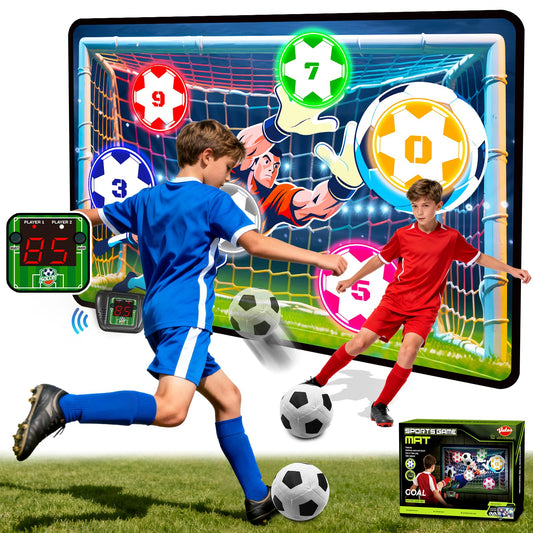 VATOS electronic scoring soccer target mounted on wall with real-time feedback for kids