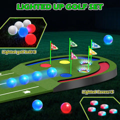 VATOS LED glow golf balls illuminate shots for night-time play.