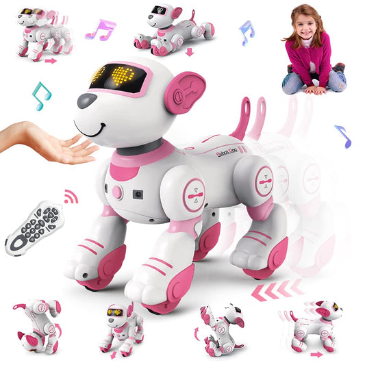 VATOS remote-control robot dog in side view ready for interactive play.