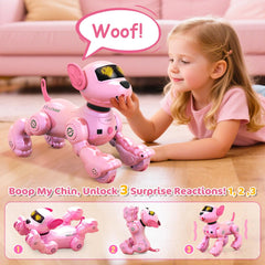 Infrared follow mode lets the VATOS robot dog walk beside children