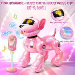 VATOS robot dog pink appearance shining under light for indoor fun