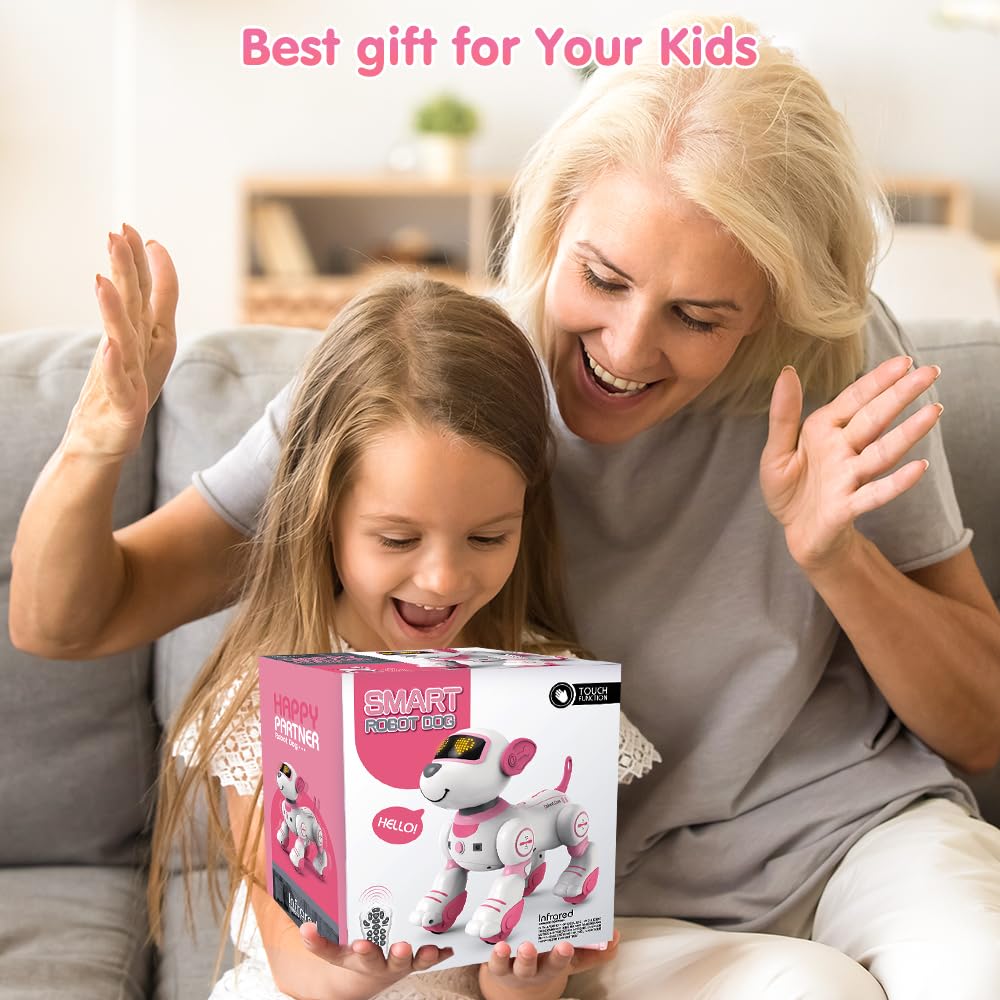 VATOS remote-controlled puppy features a rechargeable battery for longer sessions.