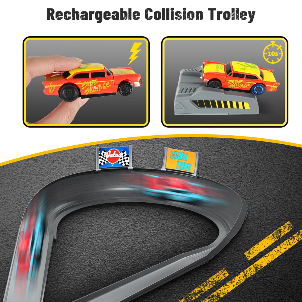 VATOS slot car track in a B-shaped layout for competitive racing
