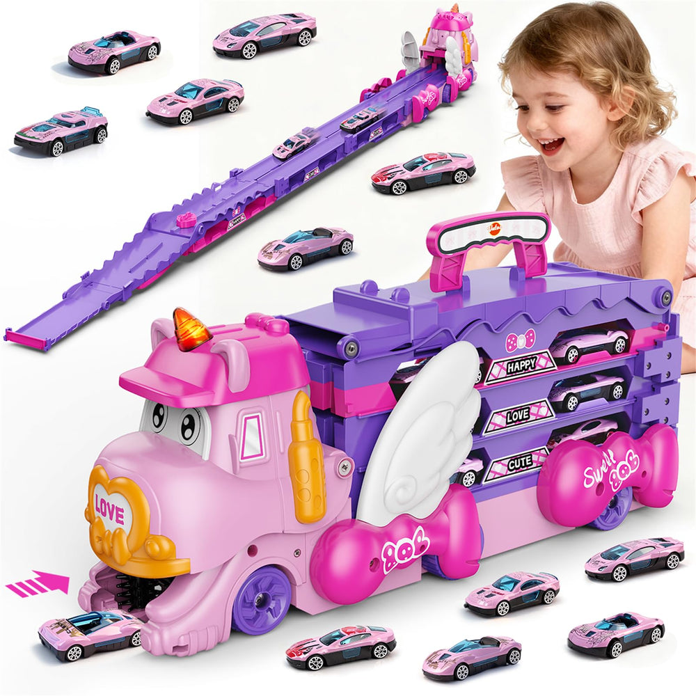 VATOS toddler truck toys foldable track for imaginative play and motor skill growth.