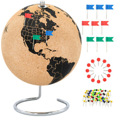 Vaudagio cork globe close-up showing 102 pins for planning