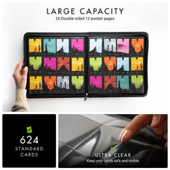 Vault X binder shows 26 double-sided pages for high-capacity storage.