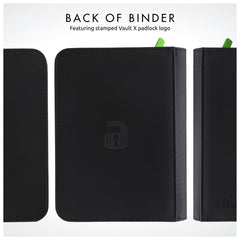 Vault X binder in travel desk setup showing portable organization