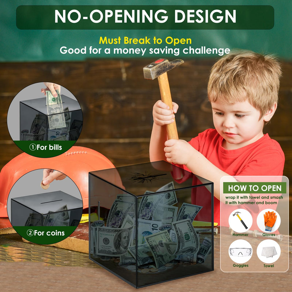 Vcertcpl acrylic clear piggy bank gray material for modern, durable design