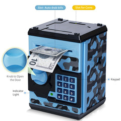 Vcertcpl ATM piggy bank camouflage bluegray bill slot supports convenient savings