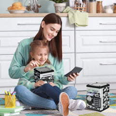 Vcertcpl ATM Piggy Bank camouflage gray open door for quick access.