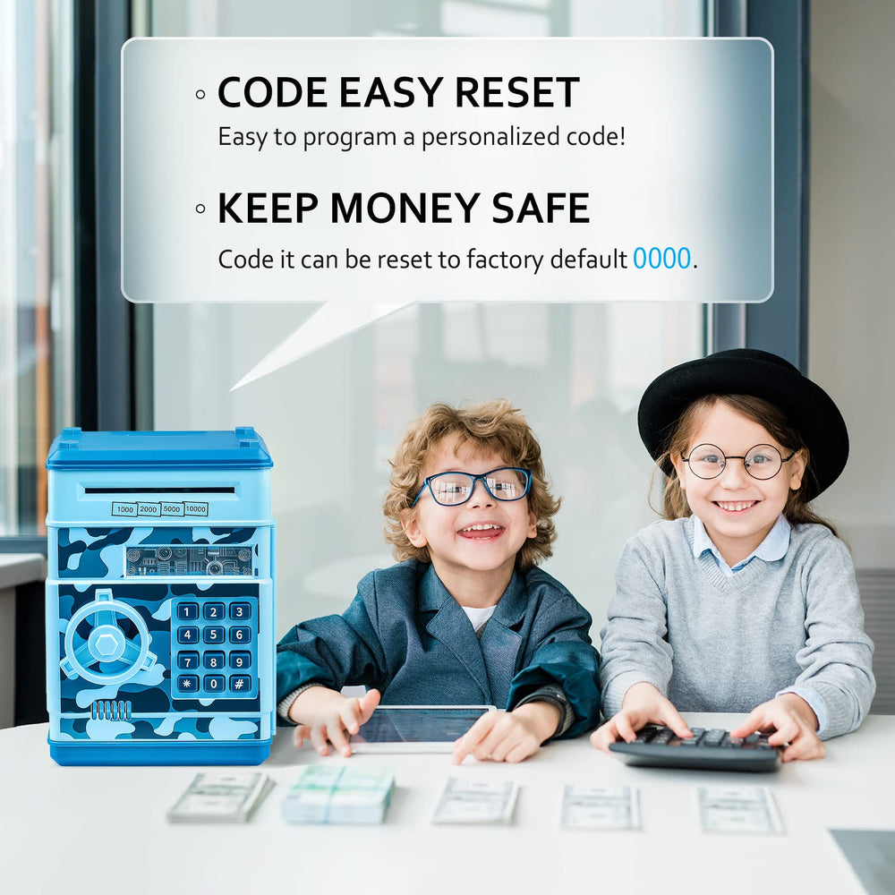 Vcertcpl ATM piggy bank camouflage light blue bill slot in action