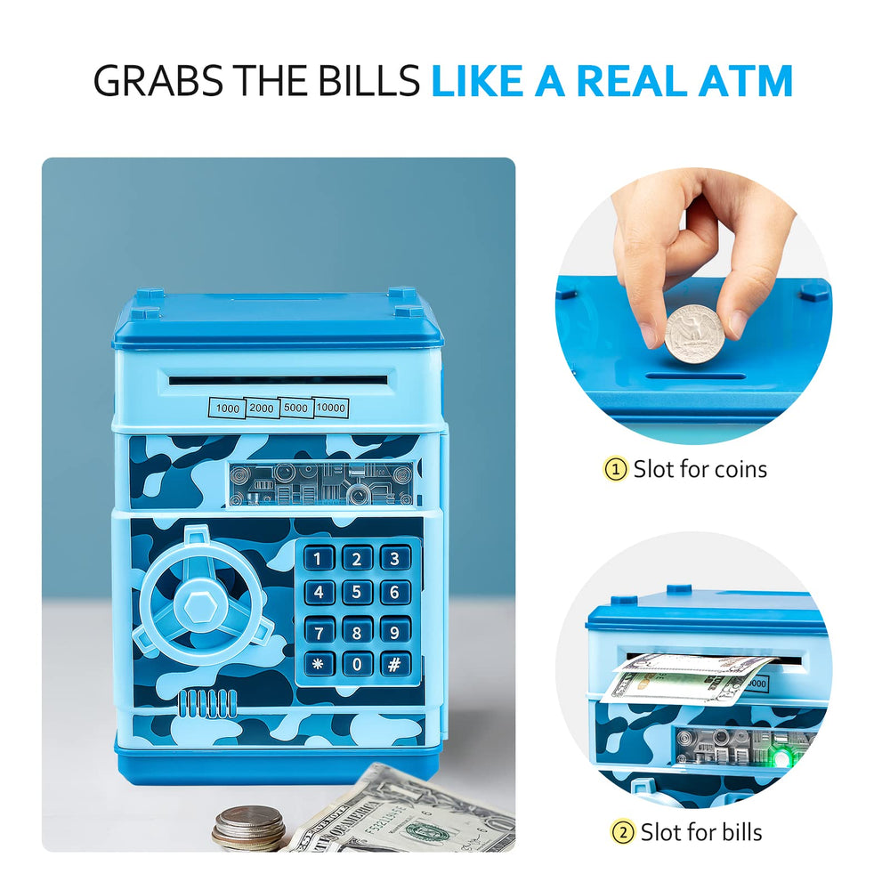 Realistic ATM-like design inspiring money management for kids