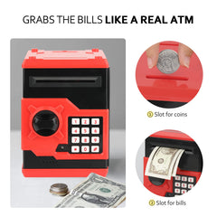 Kids use the Vcertcpl piggy bank to save allowances safely