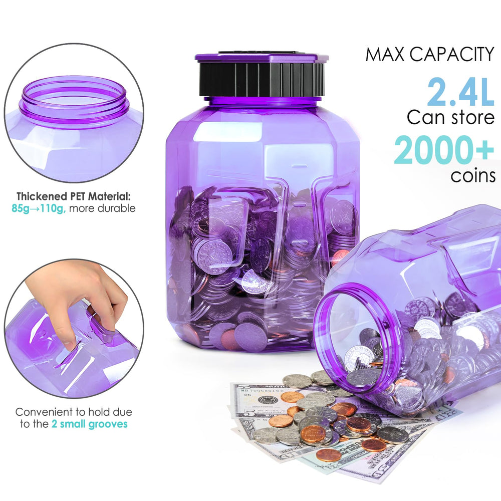Vcertcpl purple piggy bank suitable for kids and adults