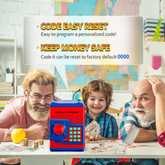 Vcertcpl mini ATM coin bank with bill slot for easy deposits.
