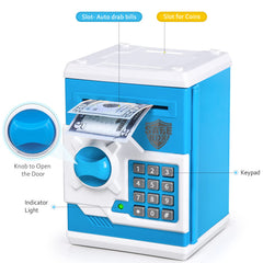 Vcertcpl piggy bank blue-white coin slot makes easy daily savings for kids.