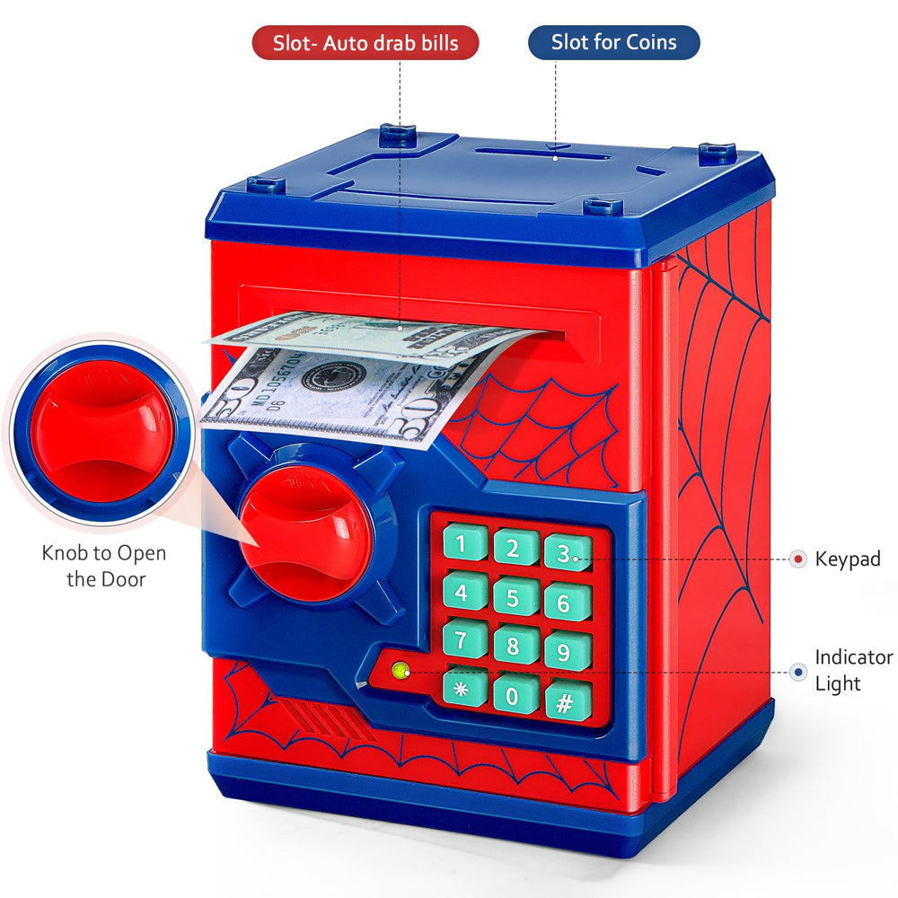 Vcertcpl money-saving box with coin and bill slots for versatile storage.
