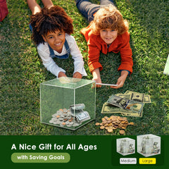 Vcertcpl see-through coin bank highlights growing savings in real time