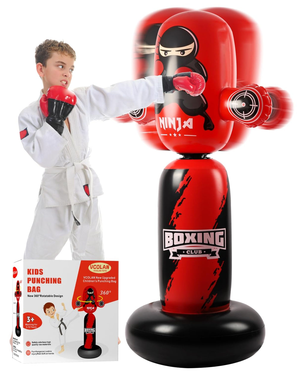 VCOLAN Kid Punching Bag top with 360-degree rotation for dynamic play