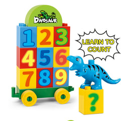 VConejo four-section Dino train and 18 number bricks for motor skills