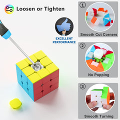 Vdealen 2x2x2 speed cube close-up highlights smooth turning and reliable performance