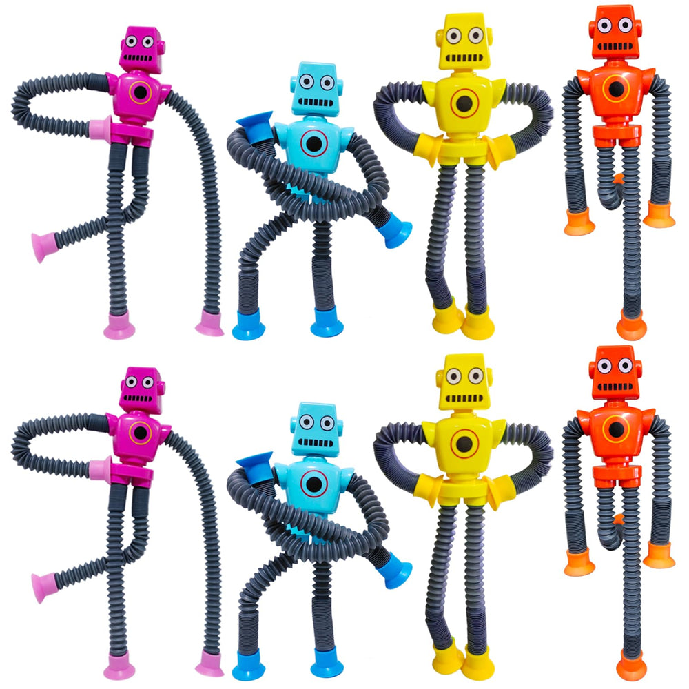 Veakeqe suction-cup robot toy assembled with colorful tubes for tactile play