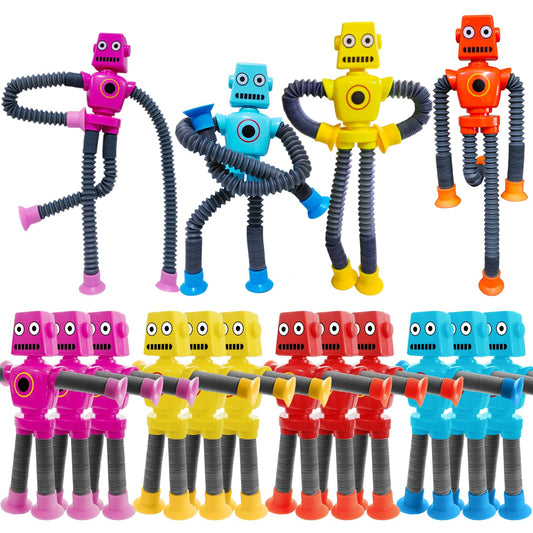 Veakeqe suction cup robot toy with pop tubes in action for sensory play and focus