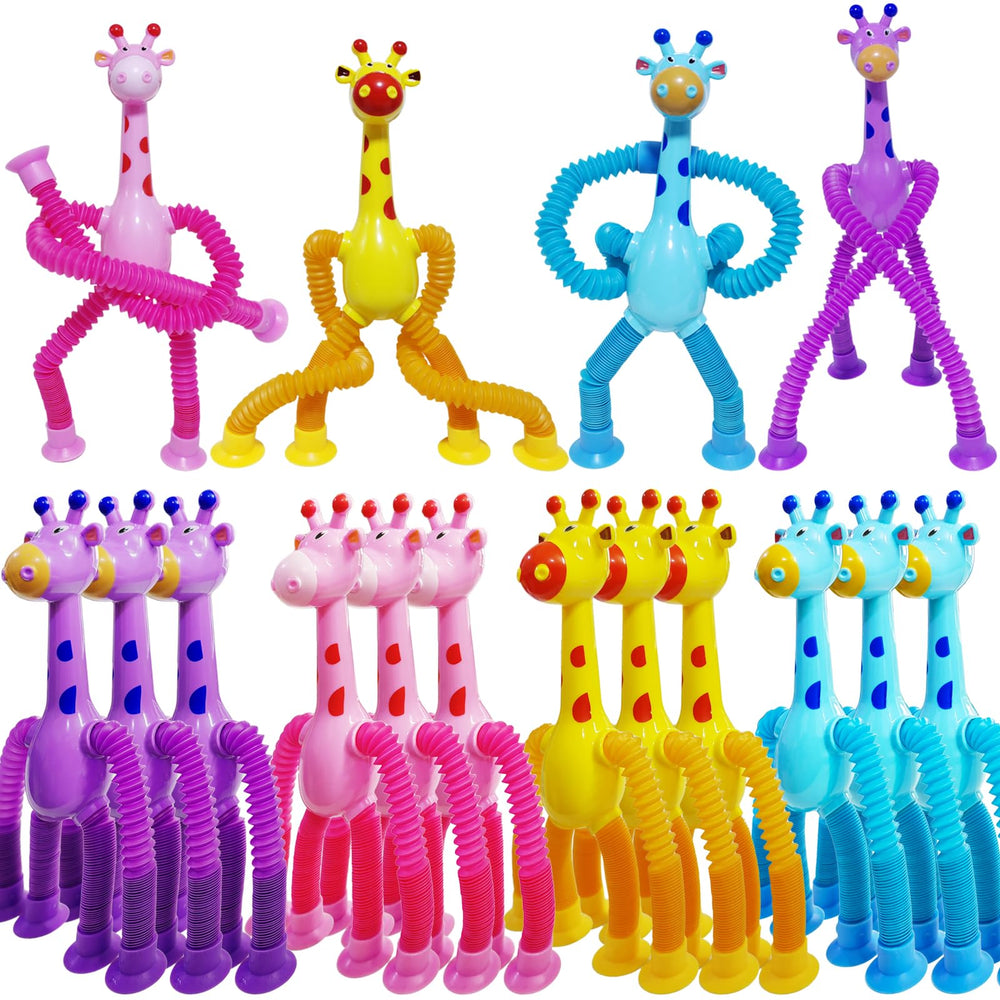 Veakeqe blue telescopic giraffe toy demonstrates fine motor exploration.