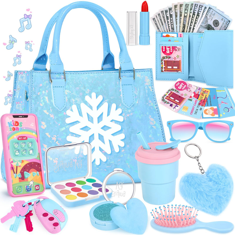 VEDALIO little girl purse with soft leather and heart pendant for stylish pretend play