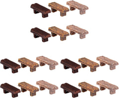 Veemoon 18pcs miniature resin bench set for dollhouses adds charm to tiny scenes