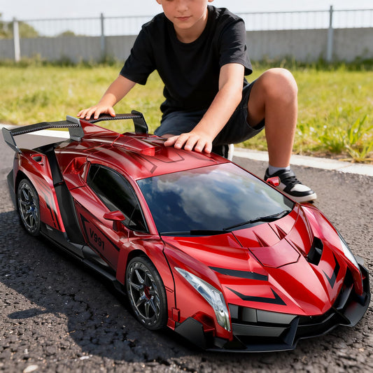 Veeniix V991 transform car in action with vibrant LED lights for exciting play.