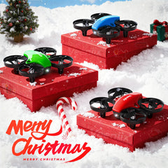 Veeniix V995 red mini drone side view highlights compact design for small rooms.