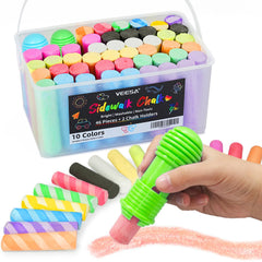 VEESA 46-piece sidewalk chalk bulk set for bright outdoor art projects.