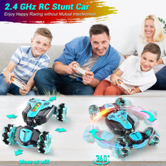 Vemander RC stunt car in on/off-road mode for versatile terrain adventures