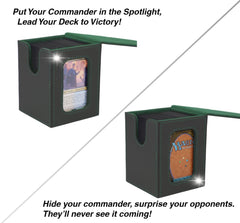 Venssu deck box with top loader included protecting the commander card during transport