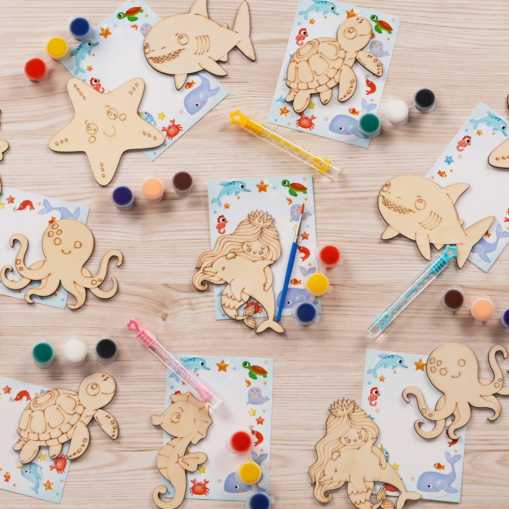 VENUSFIT Ocean animals wood crafts with six designs for kids.
