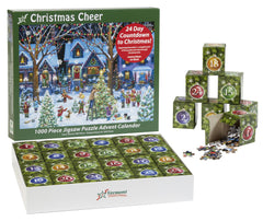 Vermont Christmas Company Advent Calendar Jigsaw Puzzle cover, ideal holiday centerpiece for family evenings.