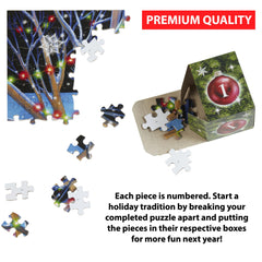 Close-up of thick recycled board from Vermont Christmas Company puzzle material.