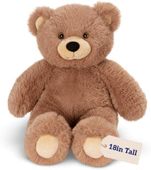 Vermont Teddy Bear Cuddly Soft face close-up with embroidered smile for comforting hugs.