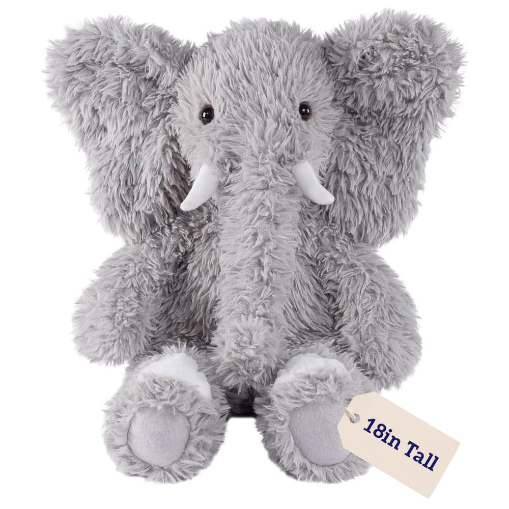 Vermont Teddy Bear Oh So Soft Elephant 18-inch gray front view for cuddling.