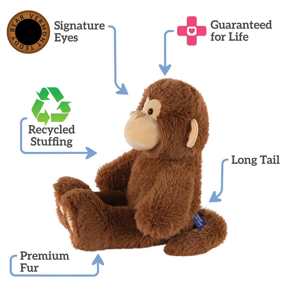 Vermont Teddy Bear Monkey cuddling pose, easy to hug and squeeze.