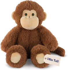 Vermont Teddy Bear Monkey with soft brown fur, ideal for cozy bed time snuggles.