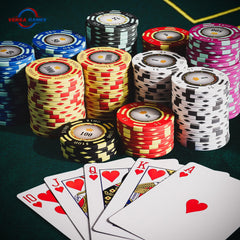 Versa Games chips in motion for smooth shuffling and display.