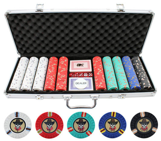 Versa Games Outlaw 500 poker chips set with five-color mix for home games.