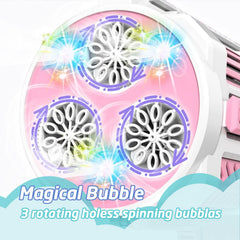 VERSDITAS bubble gun with sight and blue flashlights for evening play.