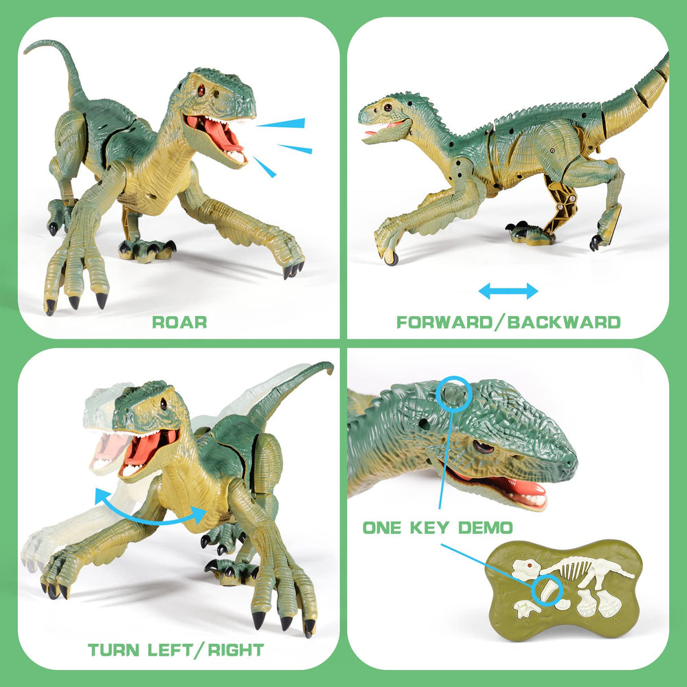 VERTOY remote velociraptor roars as it dances across the floor.