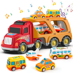 Veslier 5-in-1 transport truck with mini-cars for imaginative play.